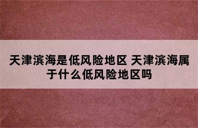 天津滨海是低风险地区 天津滨海属于什么低风险地区吗